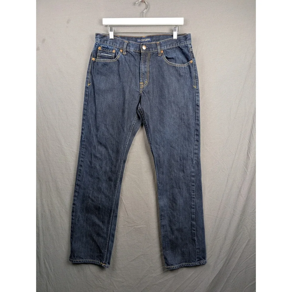 U.S.‎ Polo Assn Mens Dark Wash Straight Leg Denim Jeans 34x34